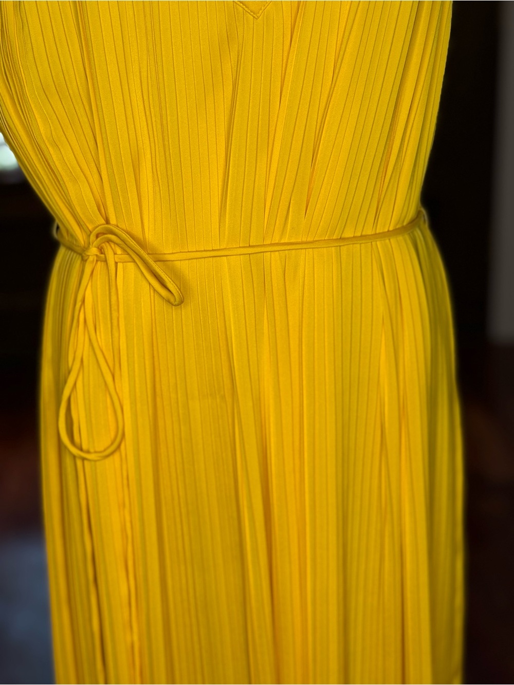 NWT Escada Sport Damyka Sunflower Yellow Pleated Midi Dress Size 44 Designer - Picture 3 of 9